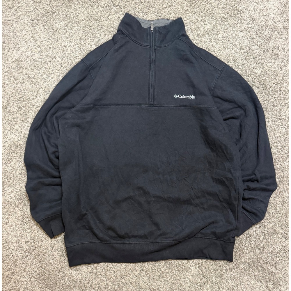 Columbia Mens Black Quarter Zip Fleece Pullover Sweatshirt Size Medium